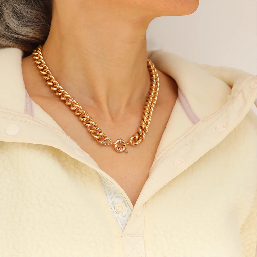 18ct Yellow Gold Plated Curb Chunky Chain Necklace - Image 2