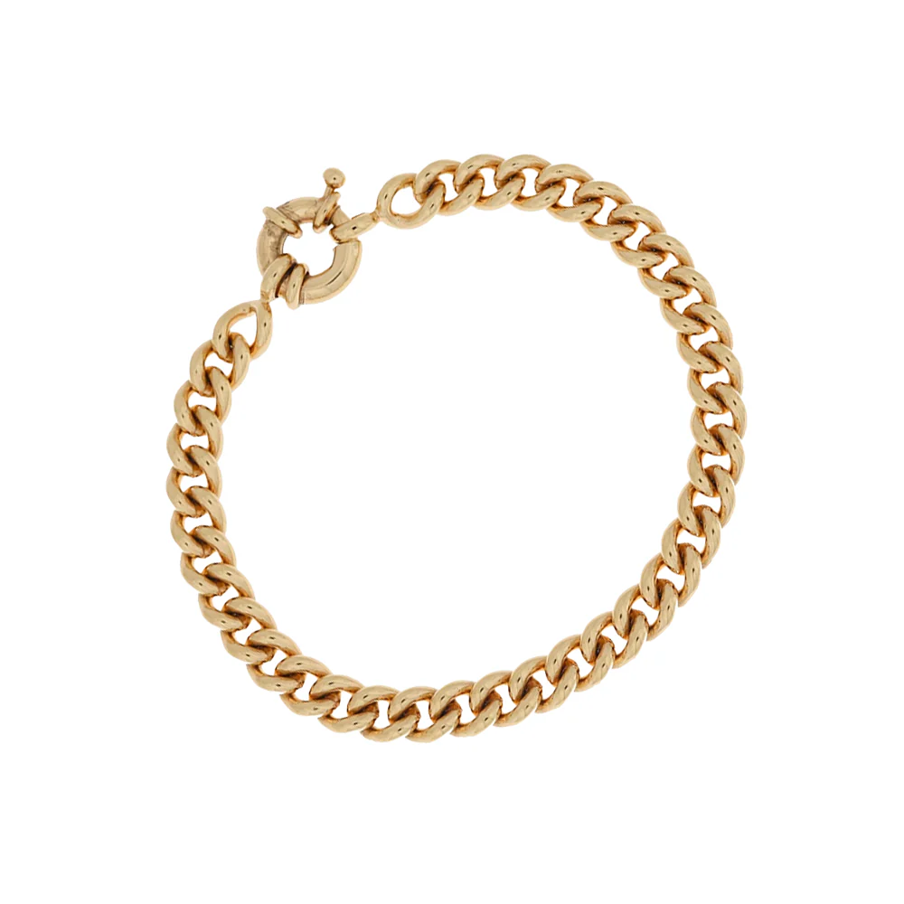 18ct Yellow Gold Plated Small Curb Chunky Chain Bracelet