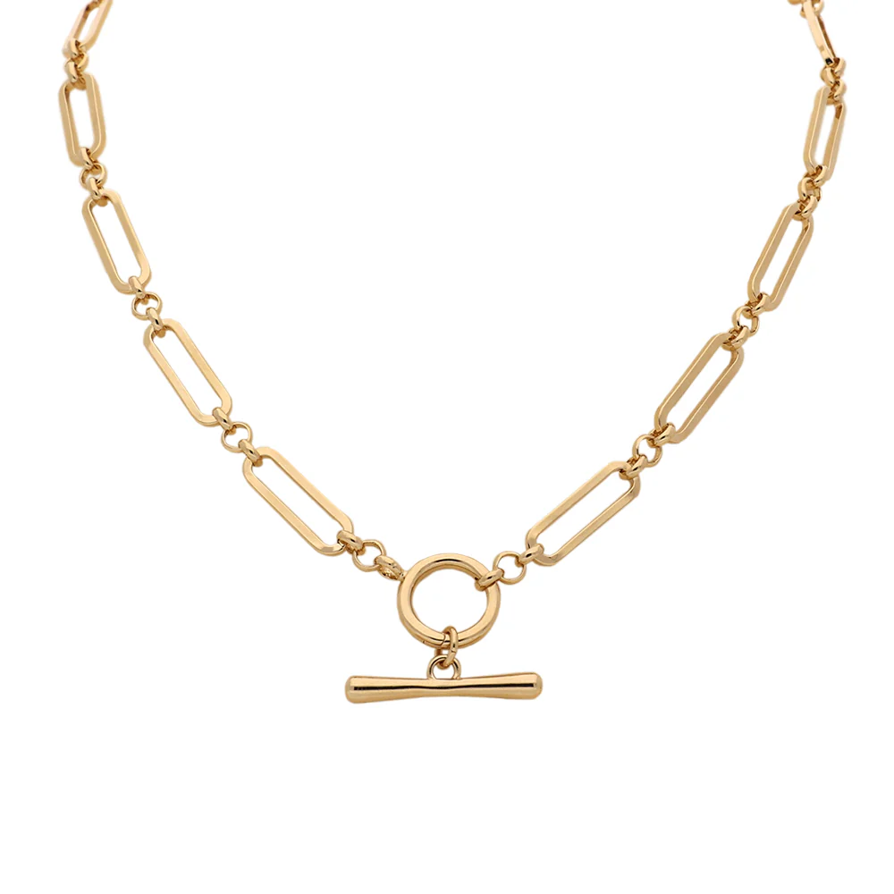 18ct Yellow Gold Plated T-Bar Chain Link Necklace