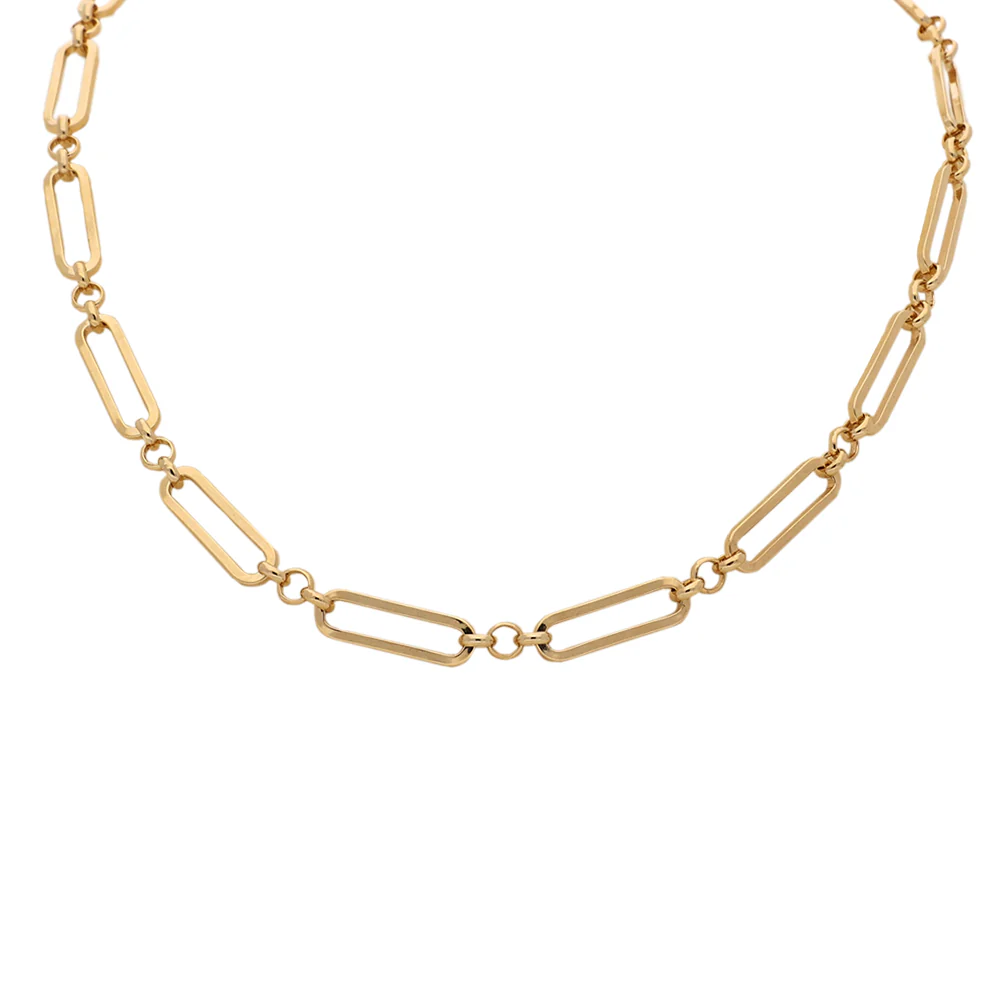 18ct Yellow Gold Plated T-Bar Chain Link Necklace - Image 2