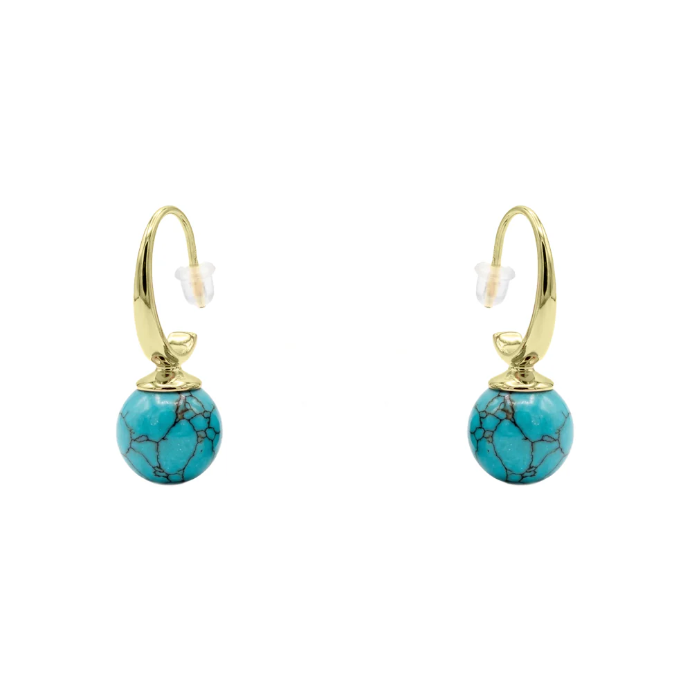 18ct Yellow Gold Plated and Turquoise Drop Earrings