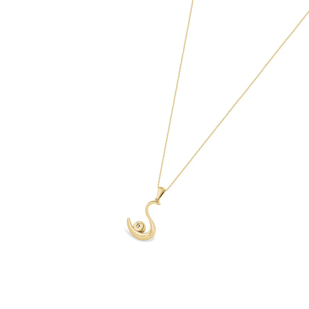 18ct Yellow Gold Reversed S and Diamond Solitaire Pendant - Image 4