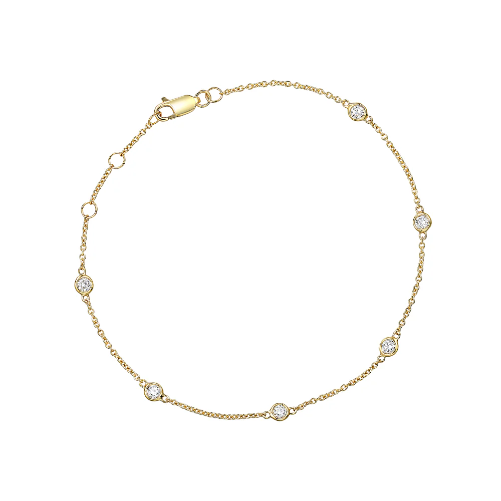 18ct Yellow Gold Round Diamond Chain Bracelet