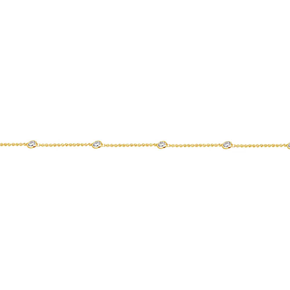 18ct Yellow Gold Round Diamond Chain Bracelet - Image 3