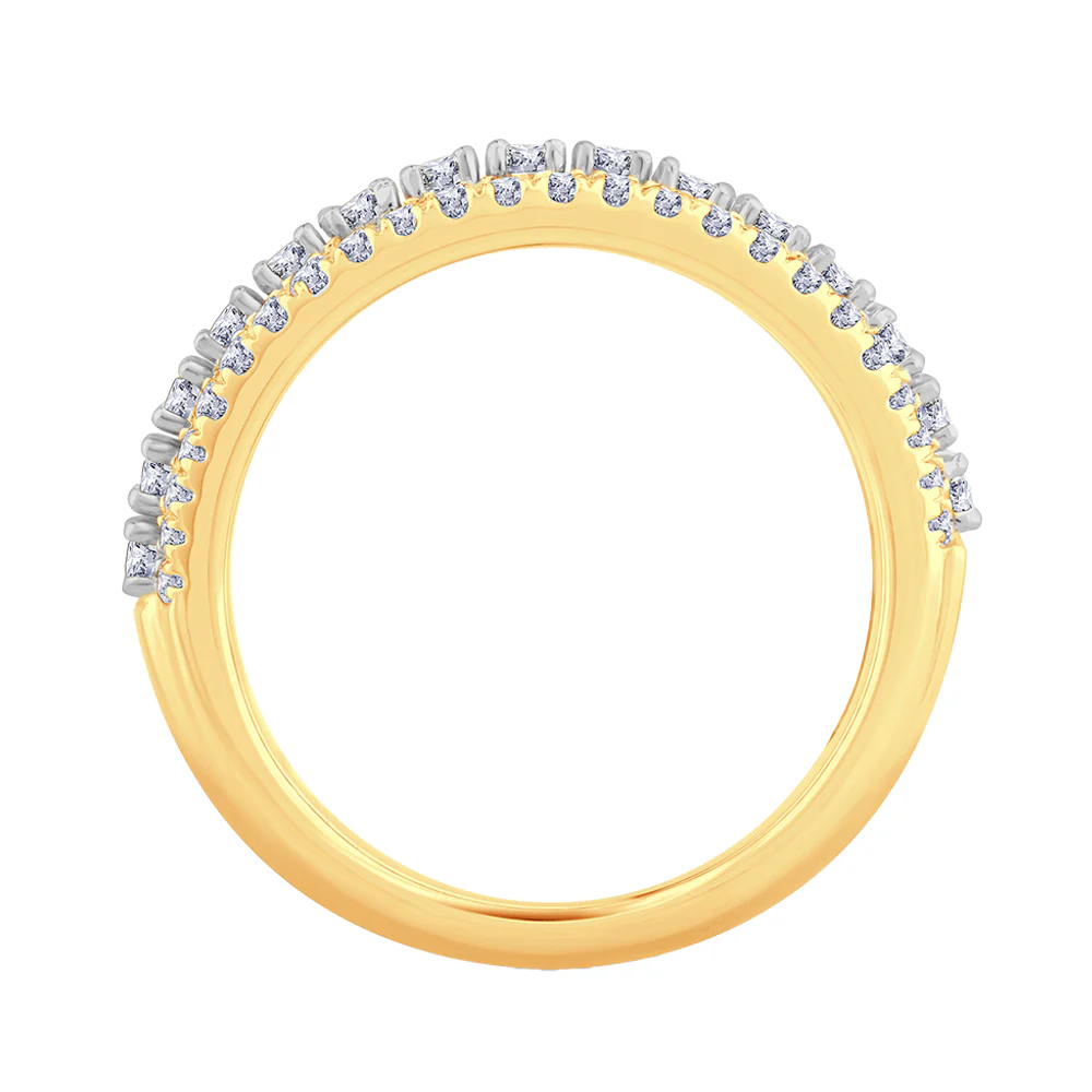 18ct Yellow Gold Three Row Diamond Ring - Image 3