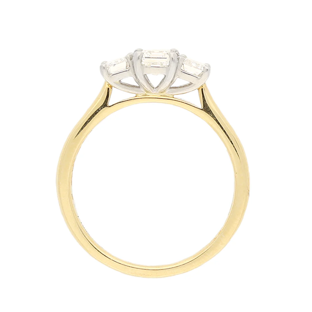 18ct Yellow Gold Three Stone Octagon Diamond Engagement Ring - Image 3
