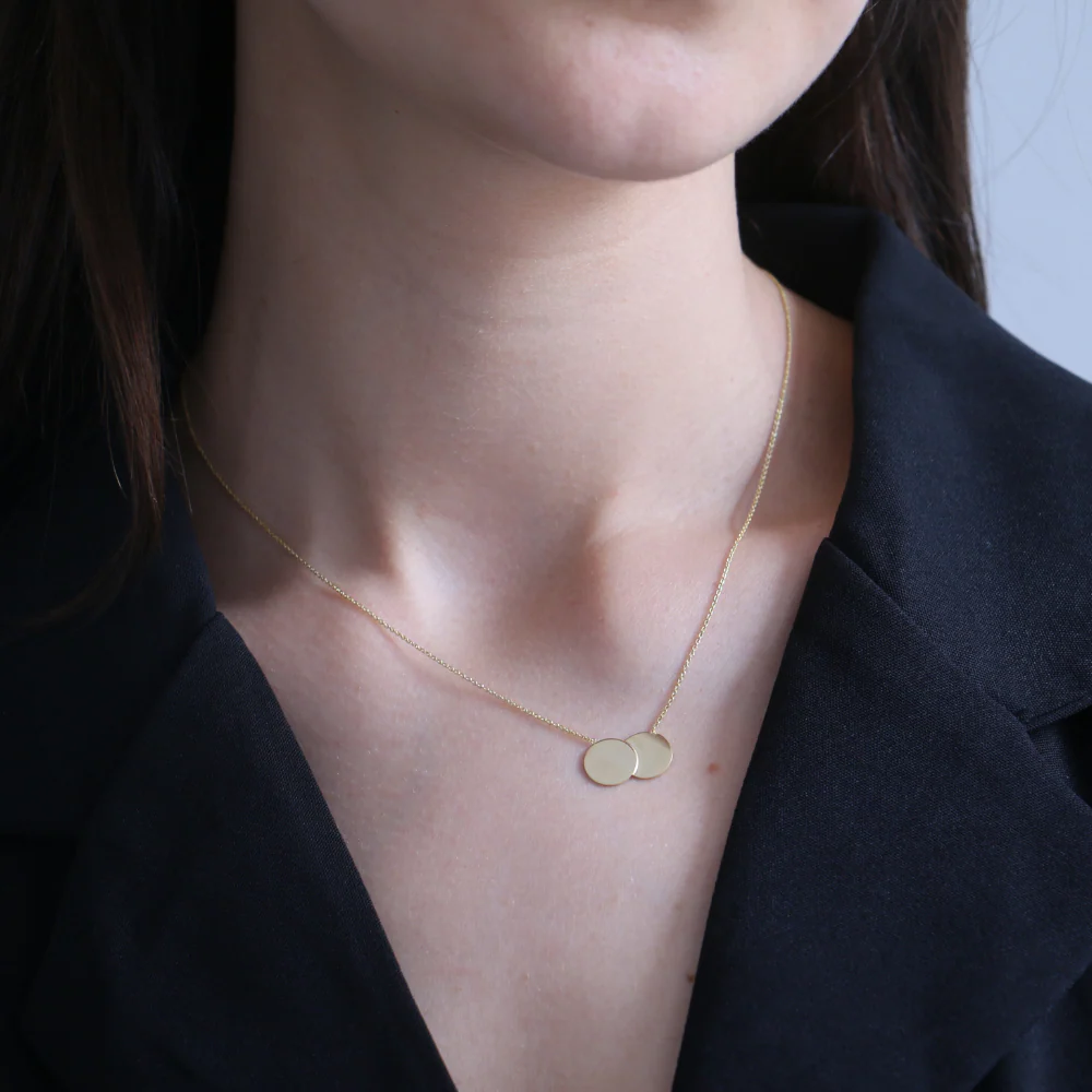 9ct Yellow Gold Engravable Double Disc Pendant - Image 3