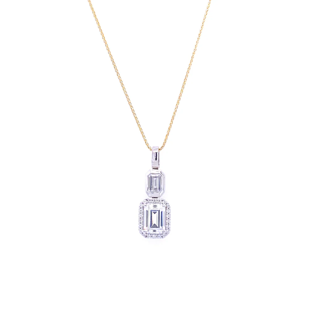 9CT Emerald Cut CZ Pendant