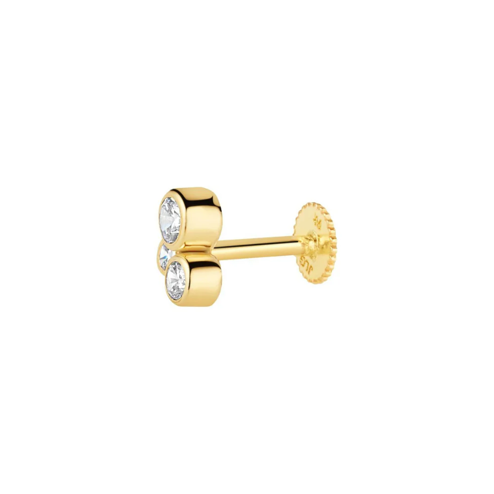 9ct Gold CZ Trilogy Single Stud - Image 2