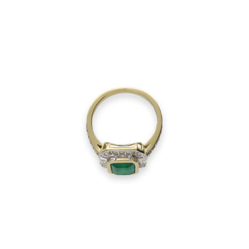 9ct Green Agate and CZ Cluster Ring - Image 3