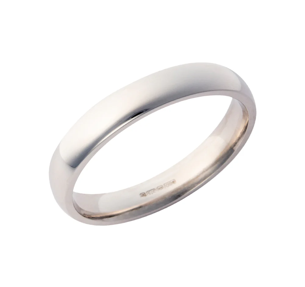 9ct White Gold 4mm Court Wedding Band