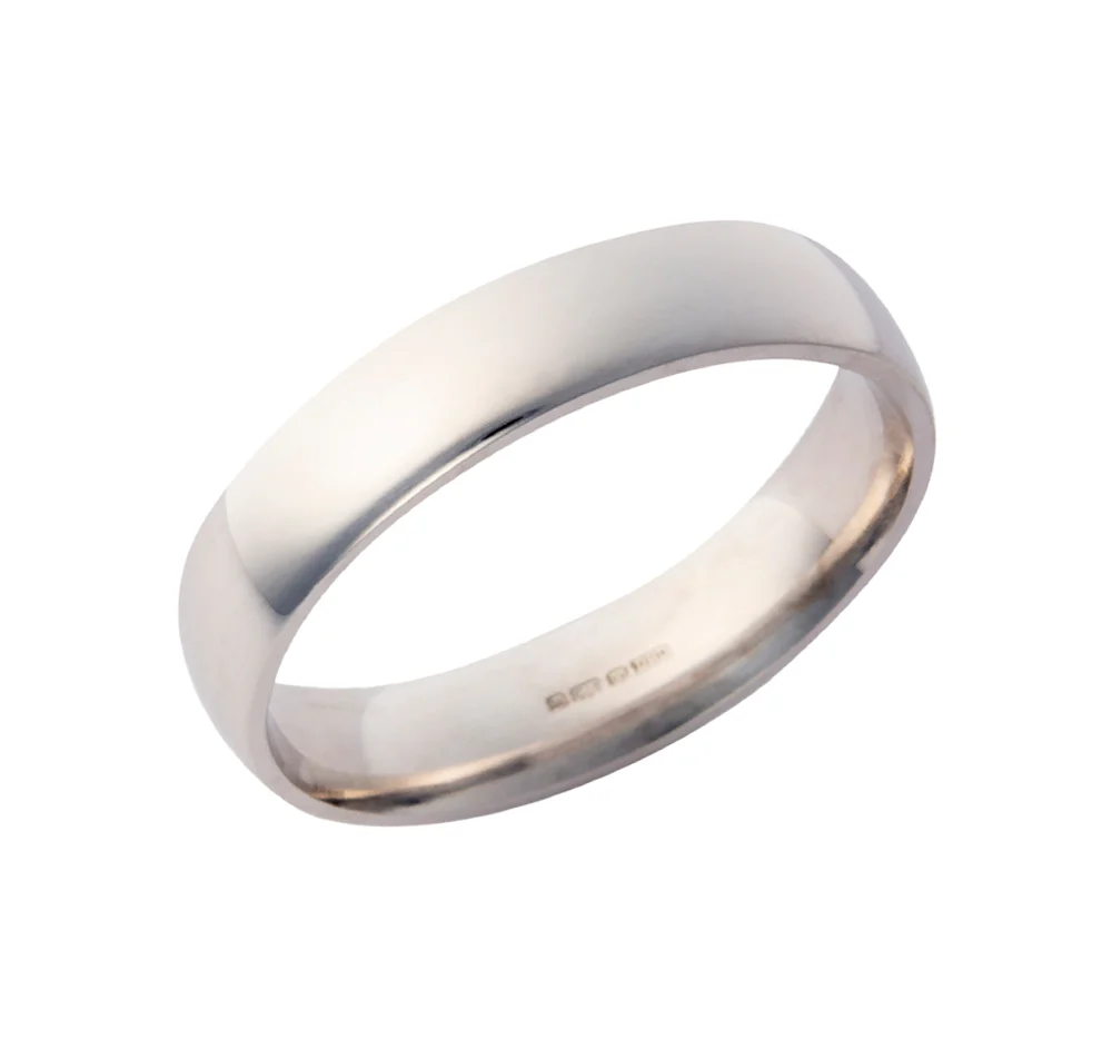 9ct White Gold 5mm Court Wedding Band