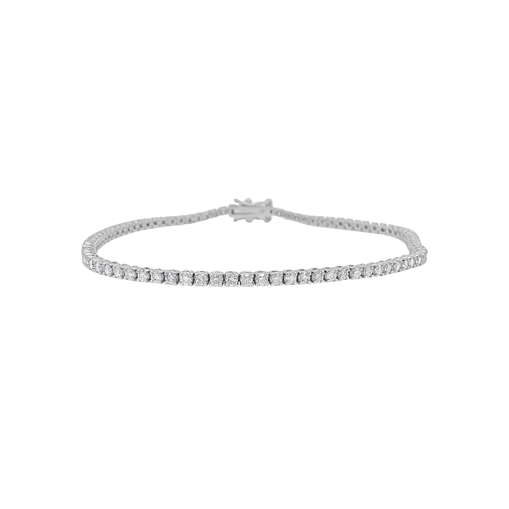 9ct White Gold Claw Set Diamond Tennis Bracelet