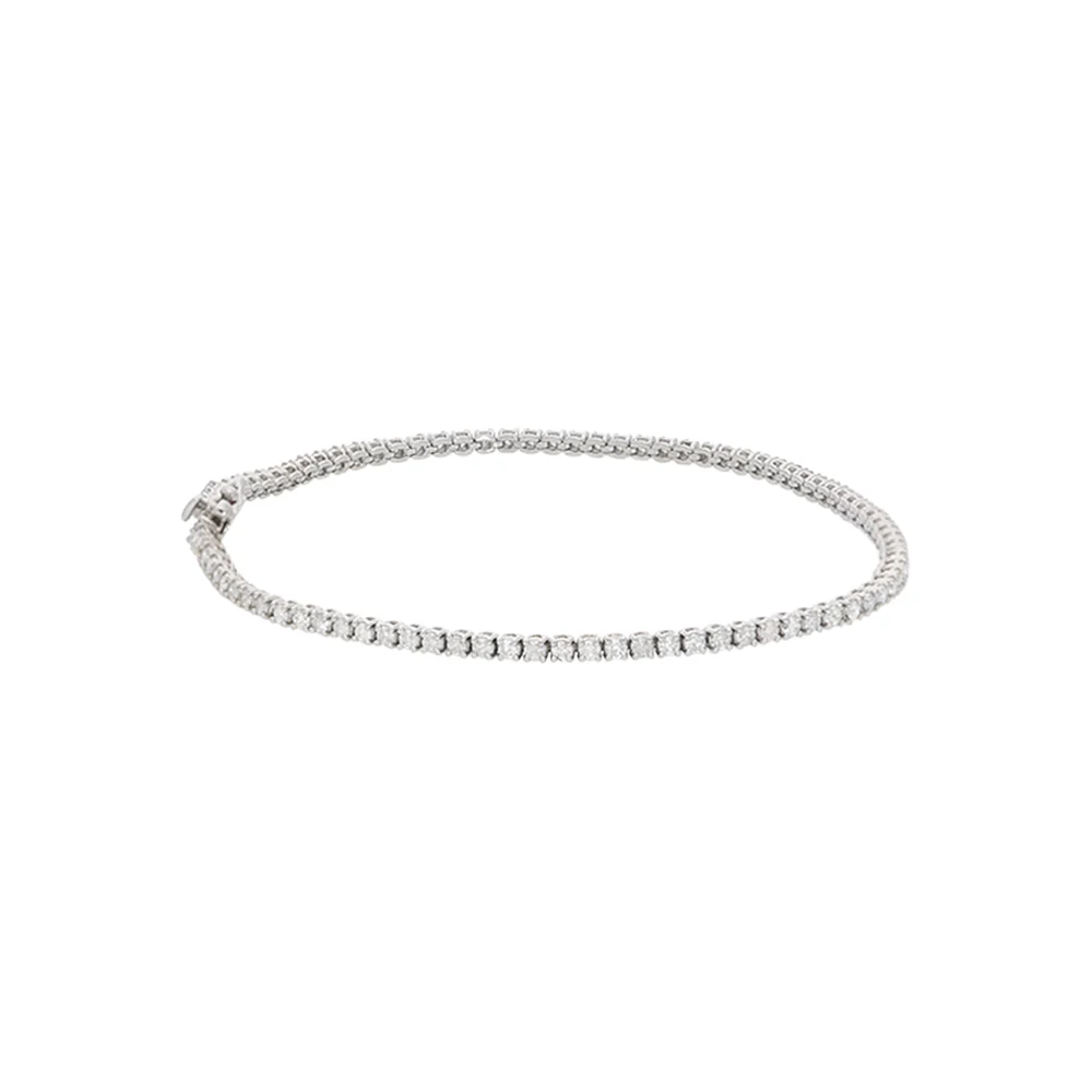 9ct White Gold Claw Set Diamond Tennis Bracelet - Image 2