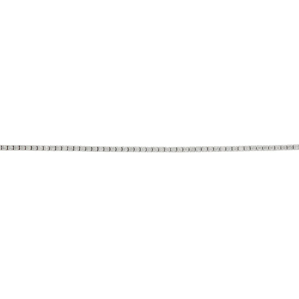 9ct White Gold Claw Set Diamond Tennis Bracelet - Image 3