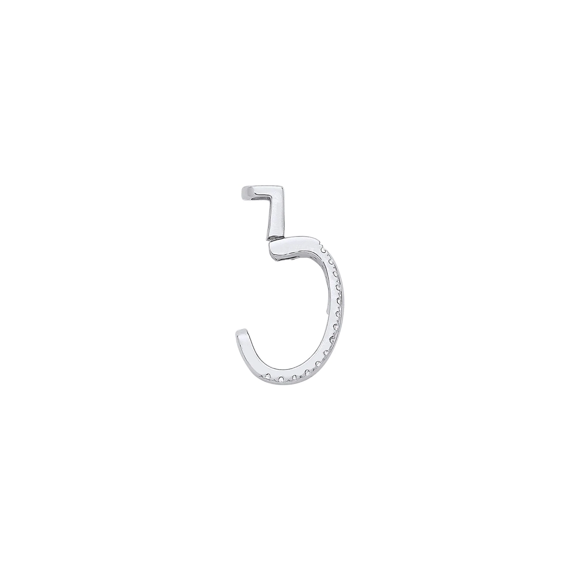 9ct White Gold Diamond Single Cuff Earring - Image 2