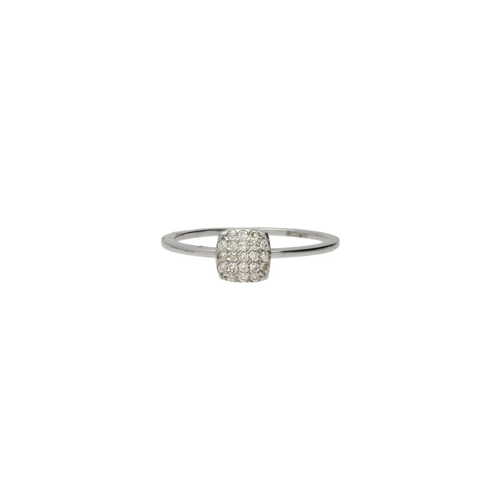 9ct White Gold Mini Square Diamond Pave Dress Ring