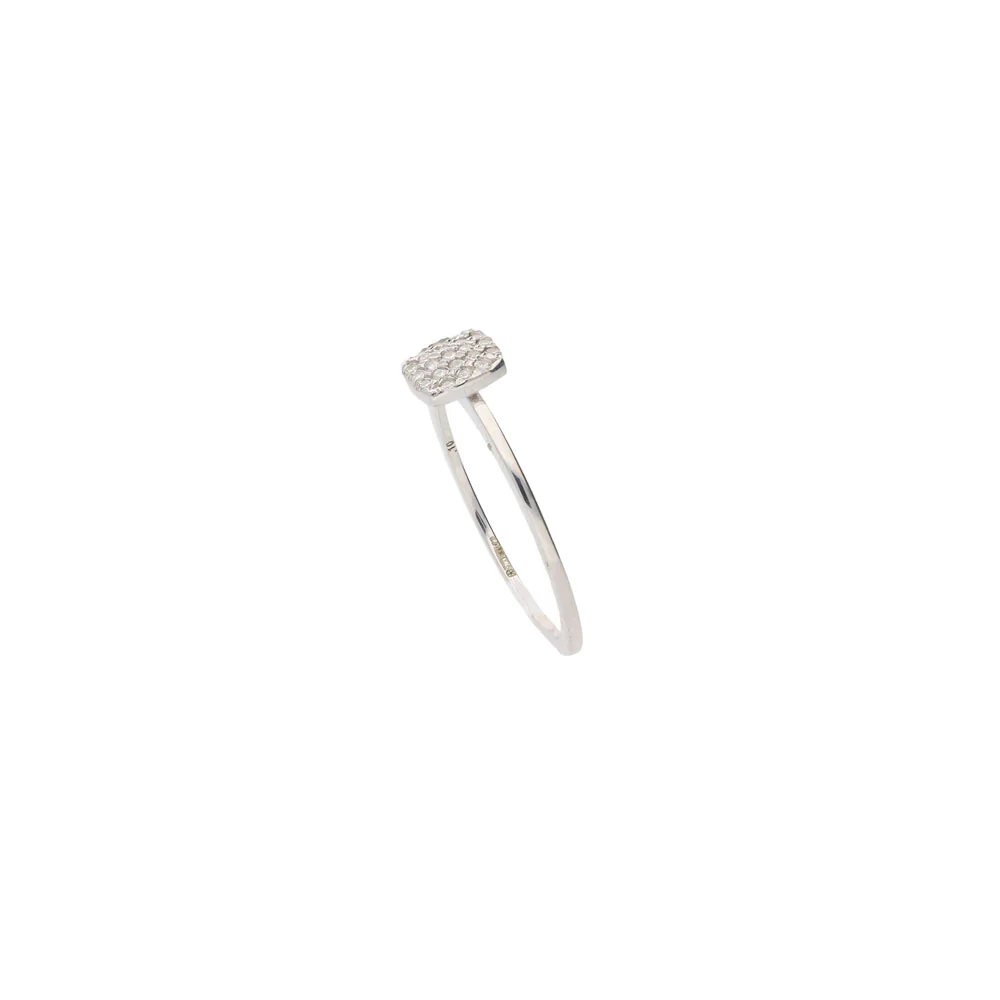 9ct White Gold Mini Square Diamond Pave Dress Ring - Image 2