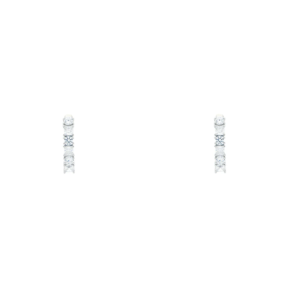 9ct White Gold Mixed Shape CZ J Earrings