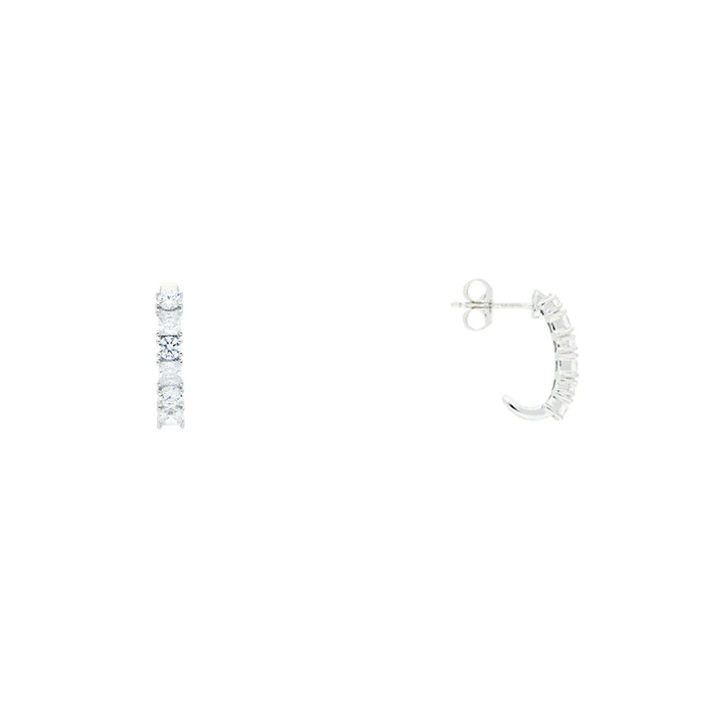 9ct White Gold Mixed Shape CZ J Earrings - Image 2