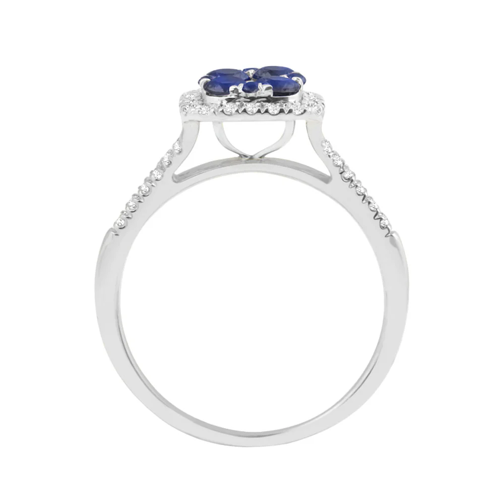 9ct White Gold Sapphire and Diamond Cluster Ring - Image 2