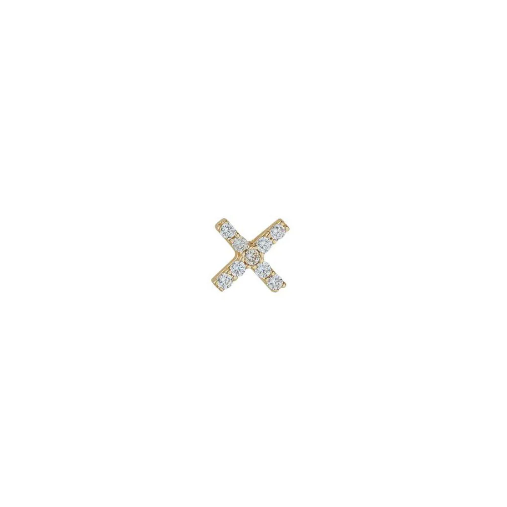 9ct Yellow Gold X Single Stud