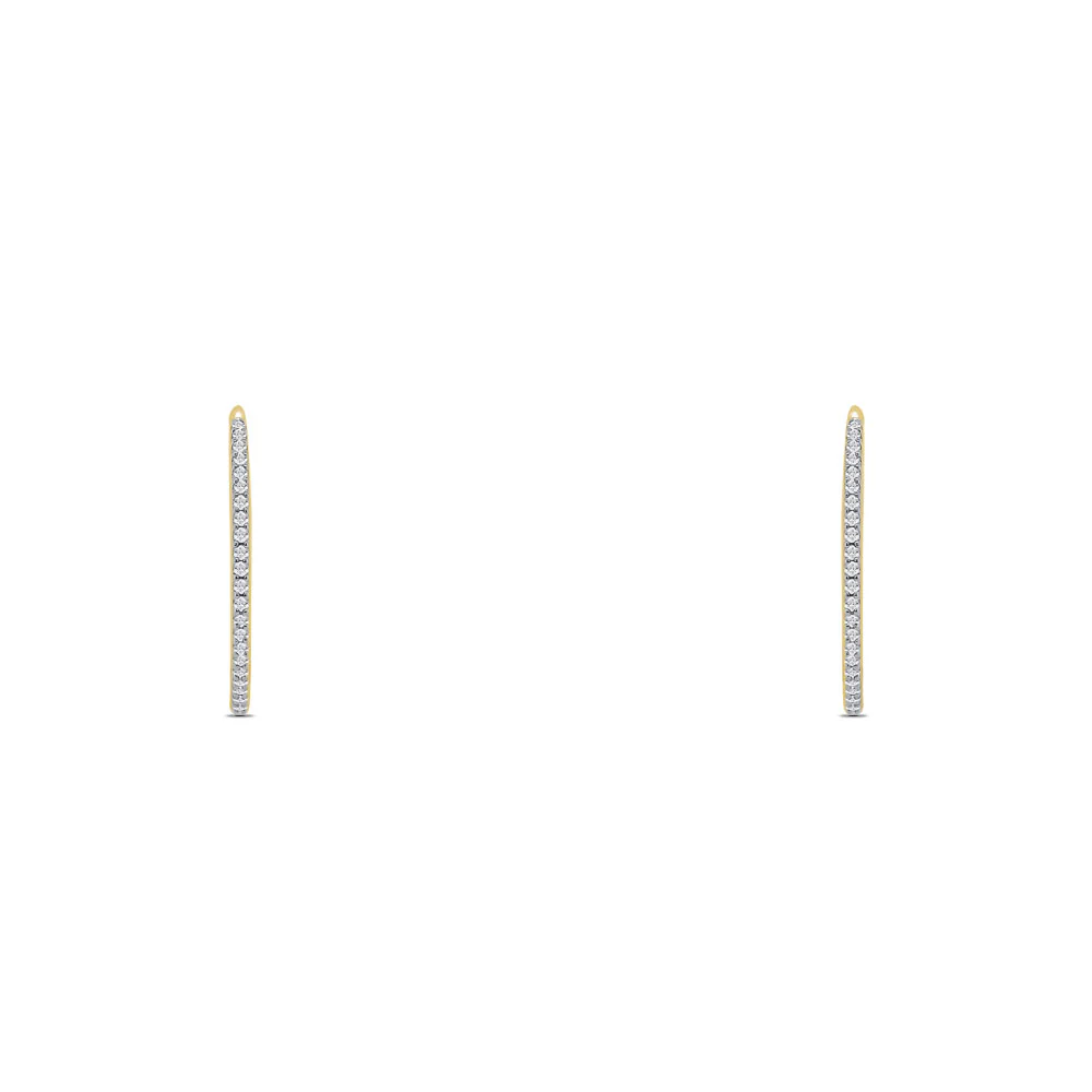 9ct Yellow Gold 18mm Round Diamond Hoop Earrings - Image 3