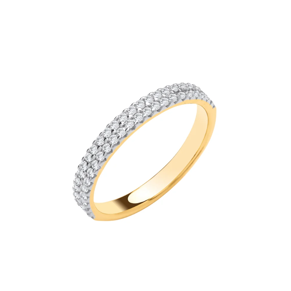 9ct Yellow Gold 2 Row Diamond Ring