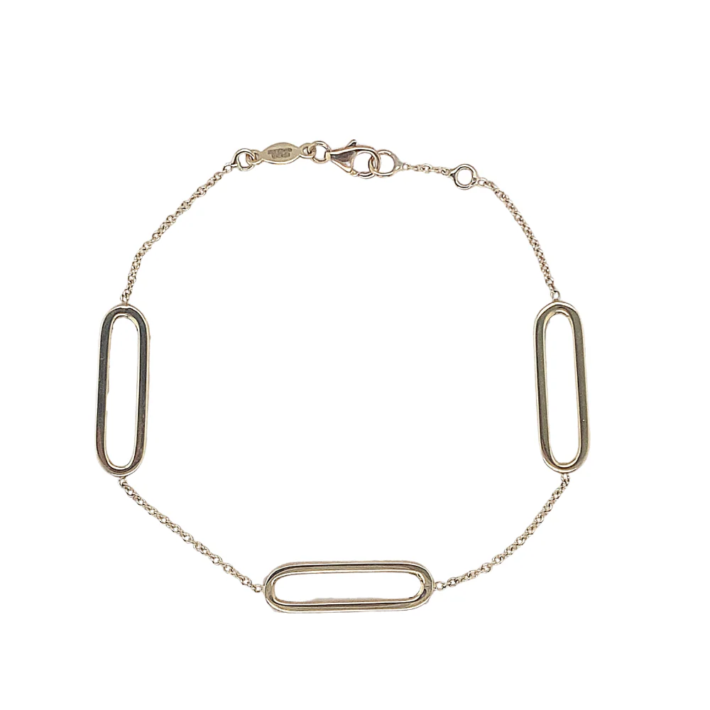 9ct Yellow Gold 3 Open Oblong Bracelet