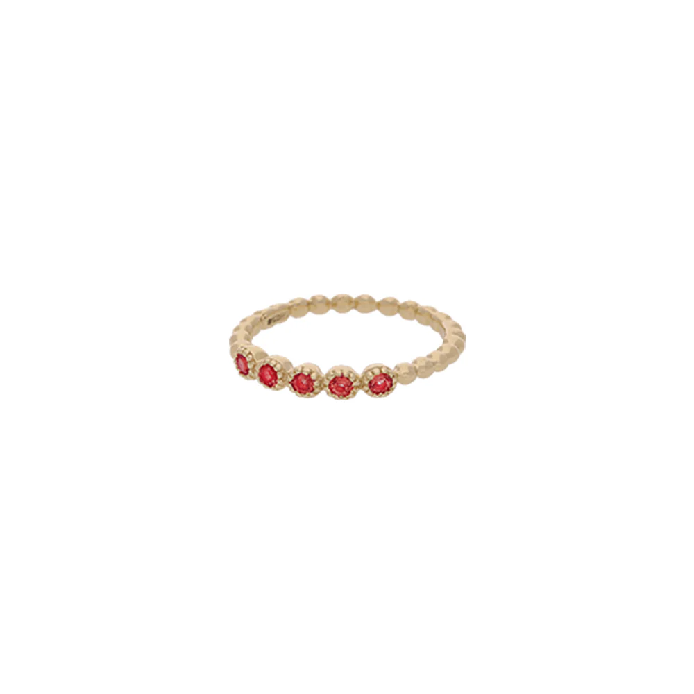 9ct Yellow Gold Ruby Bubble Ring - Image 3