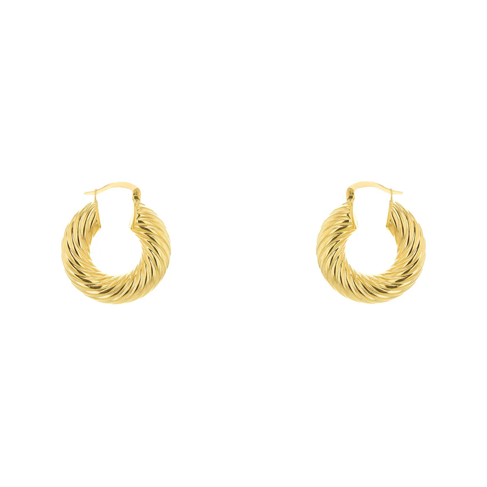 9ct Yellow Gold Chunky Rope Hoop Earrings