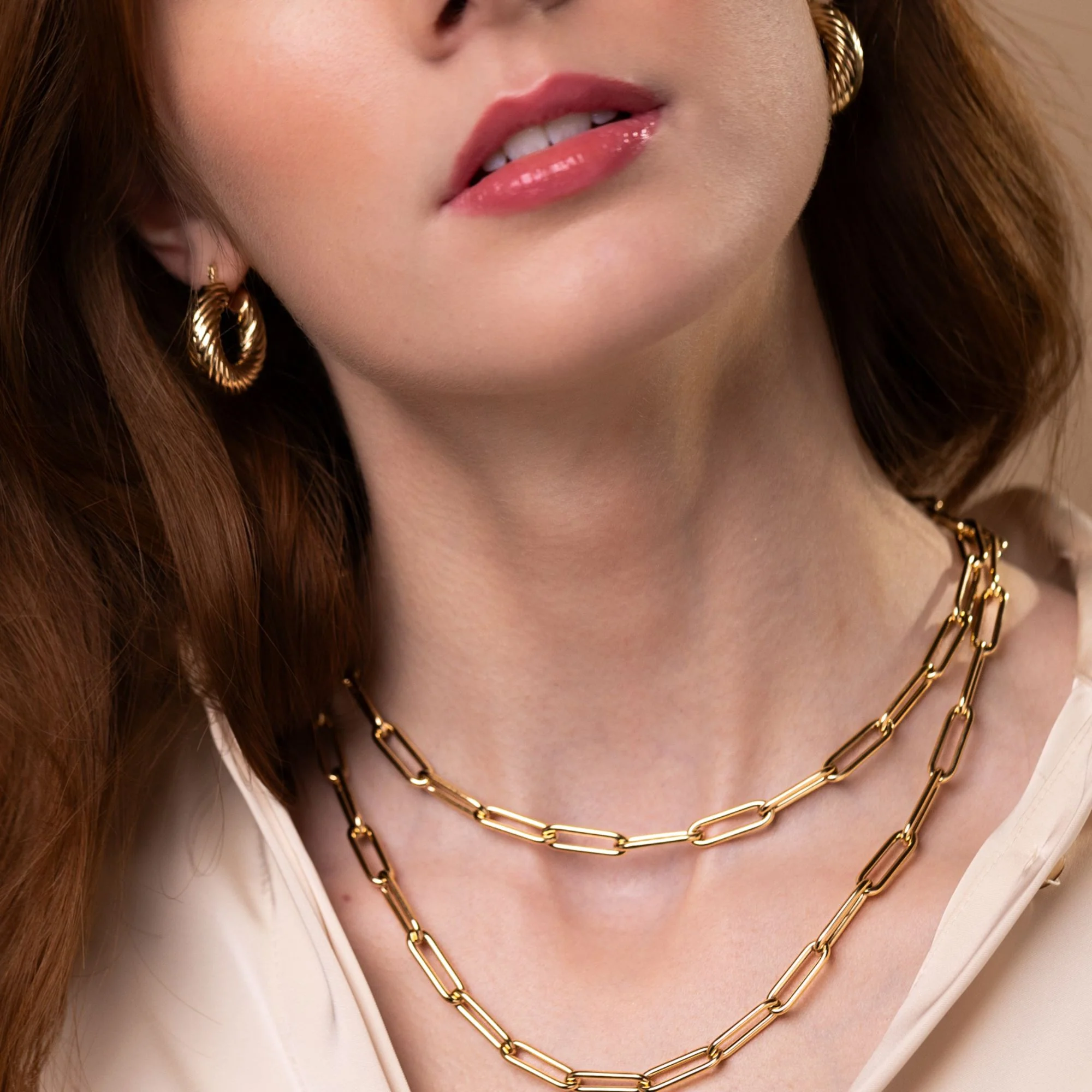 9ct Yellow Gold Chunky Rope Hoop Earrings - Image 3