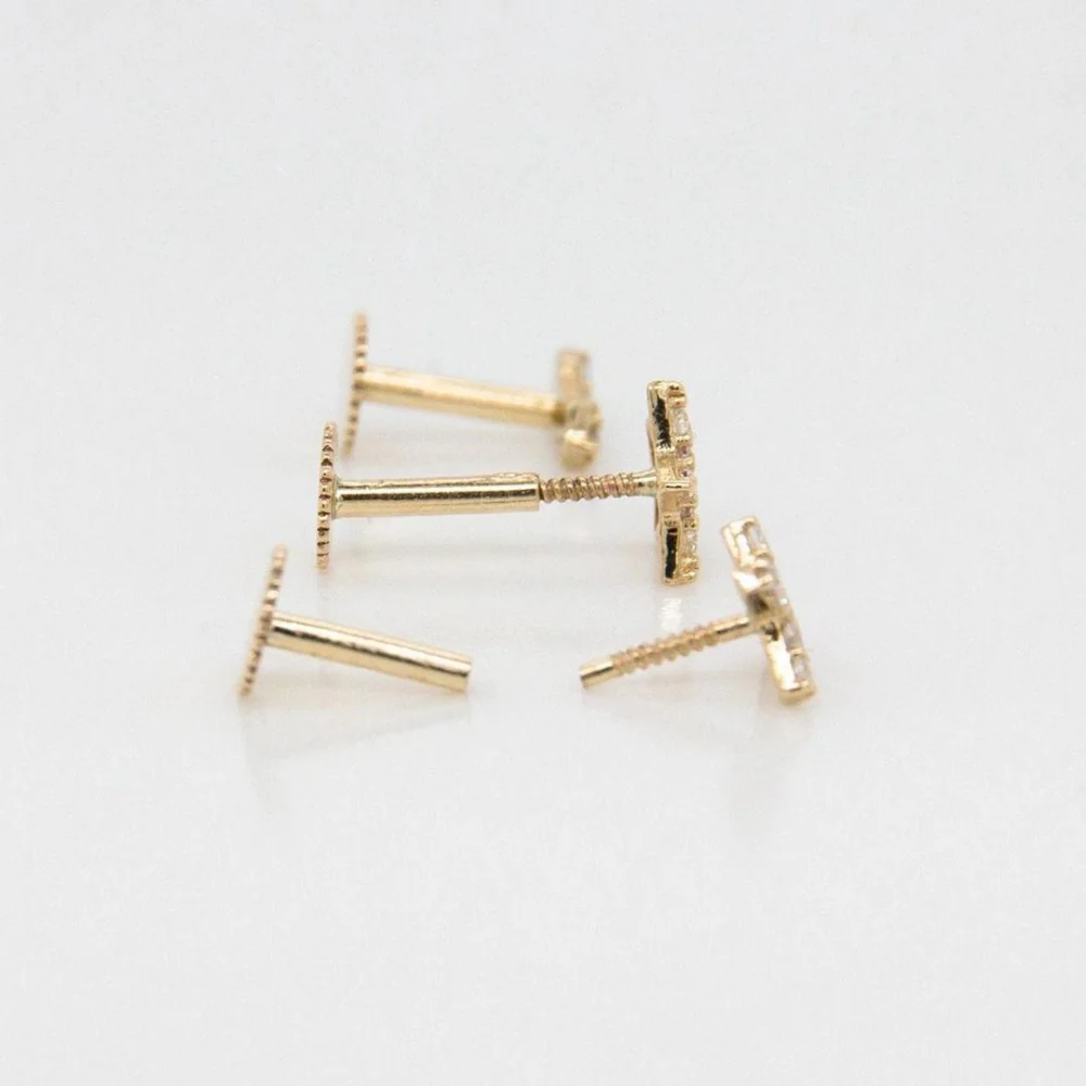 9ct Yellow Gold CZ Arch Garland Single Stud - Image 2