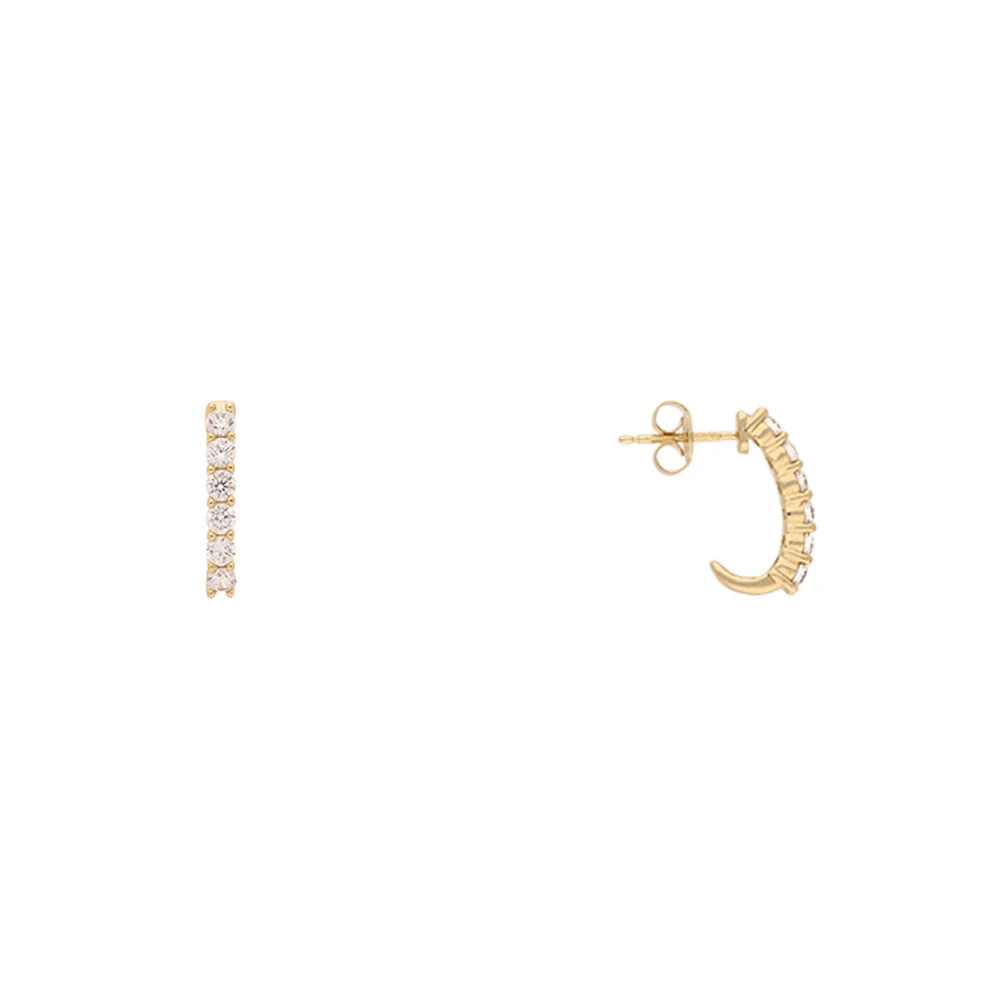9ct Yellow Gold Cubic Zirconia J Earrings - Image 2