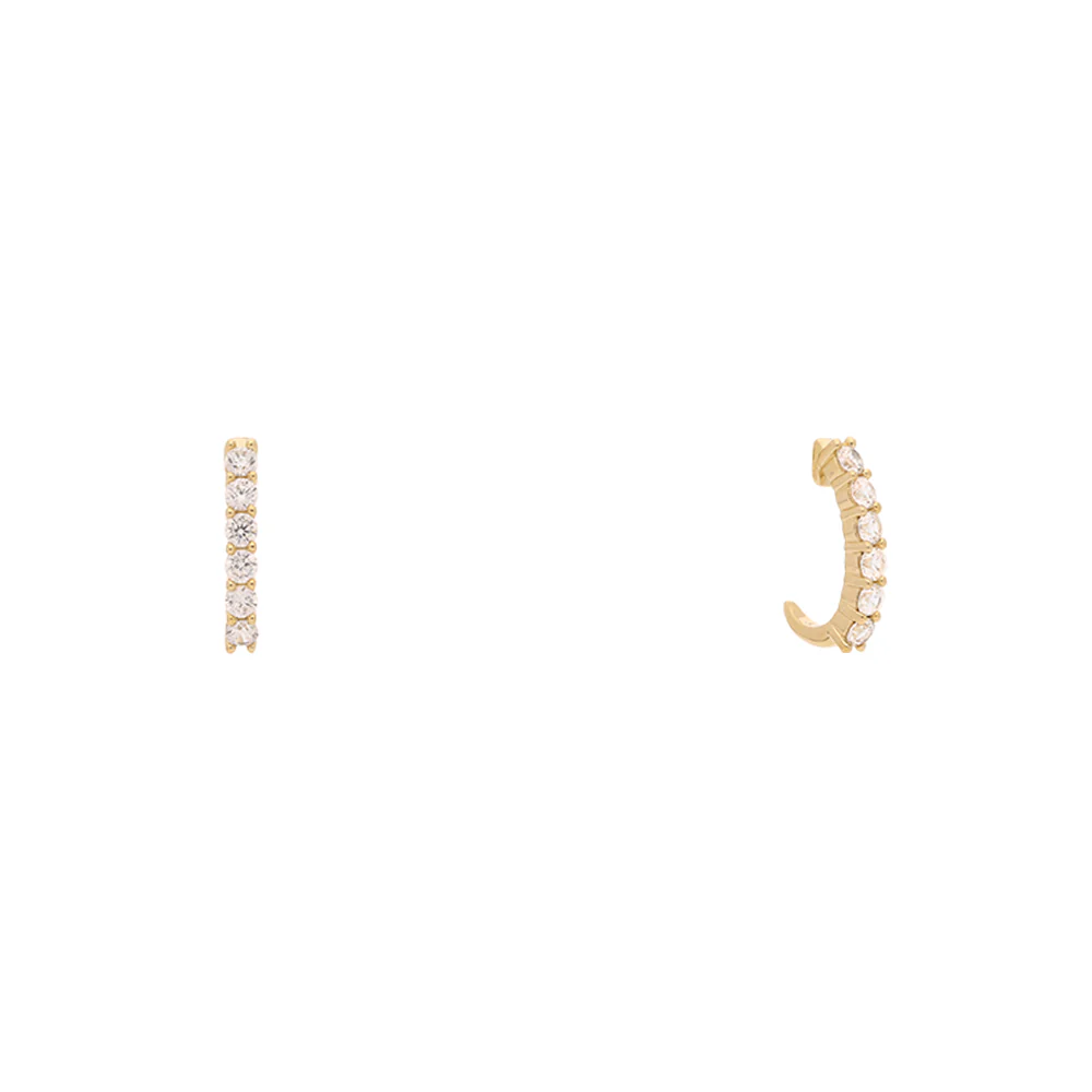 9ct Yellow Gold Cubic Zirconia J Earrings - Image 3