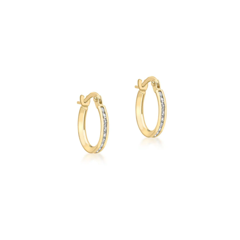 9ct Yellow Gold Cubic Zirconia Mini Hoop Earring