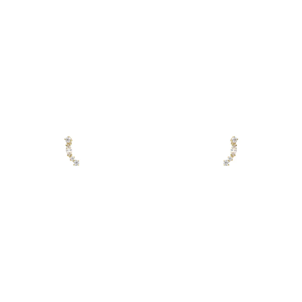 9ct Yellow Gold CZ Climber Earrings