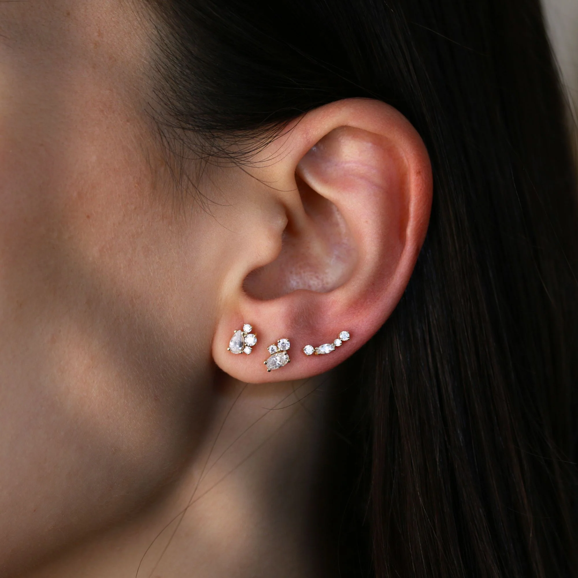 9ct Yellow Gold CZ Climber Earrings - Image 2