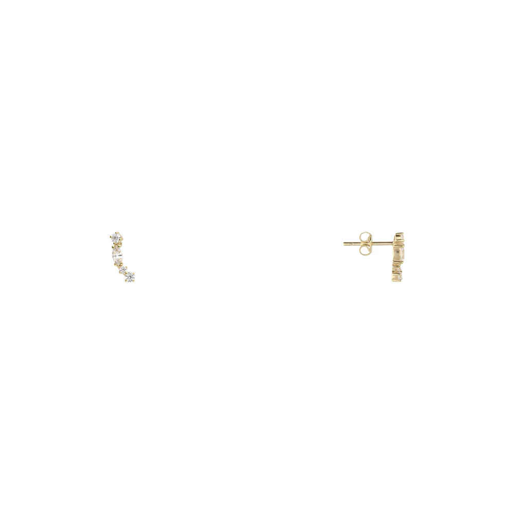 9ct Yellow Gold CZ Climber Earrings - Image 3