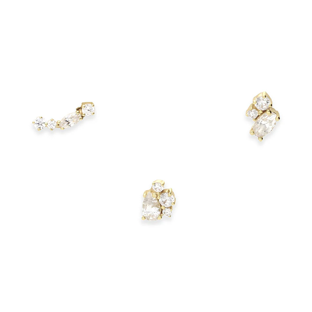 9ct Yellow Gold CZ Climber Earrings - Image 4