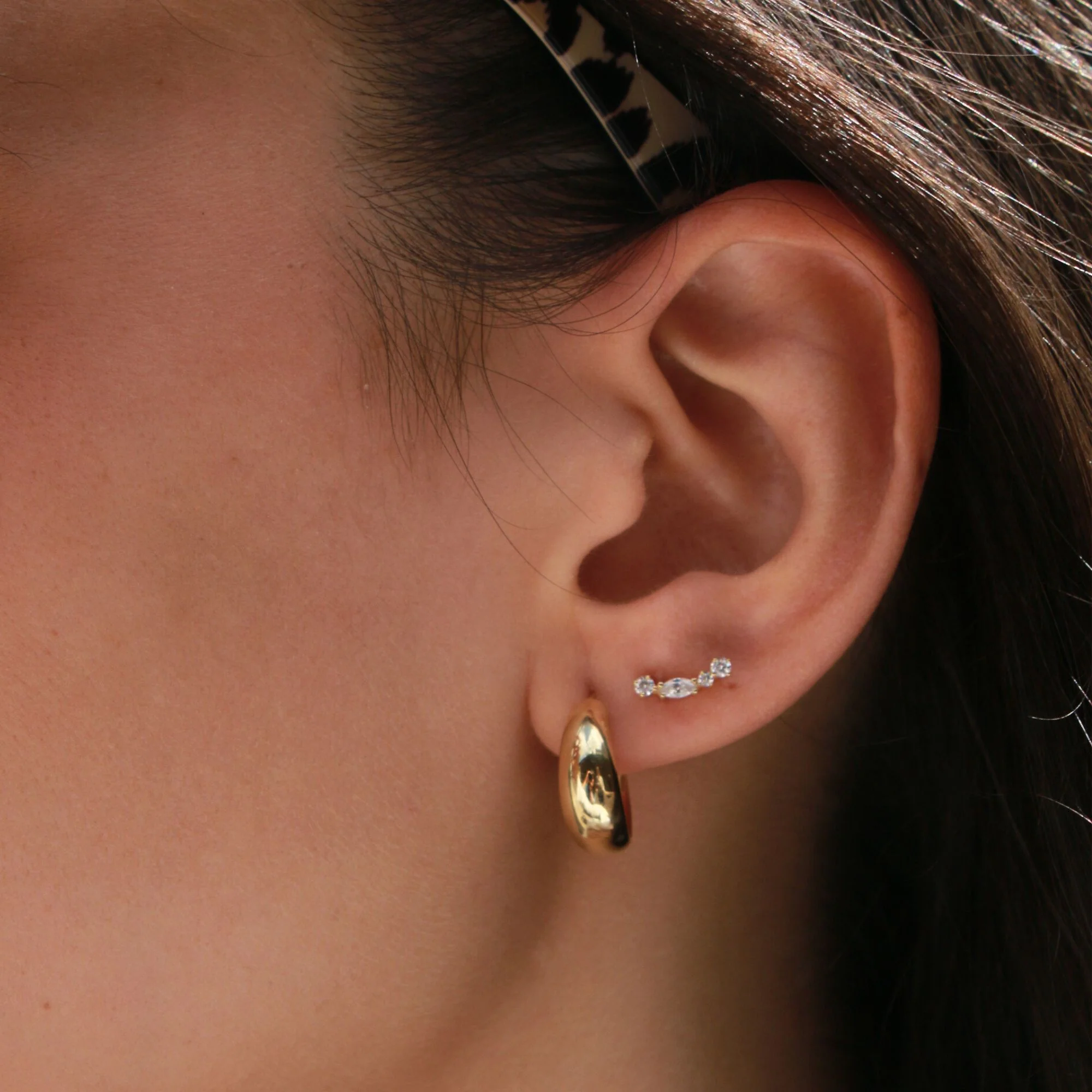 9ct Yellow Gold CZ Climber Earrings - Image 5