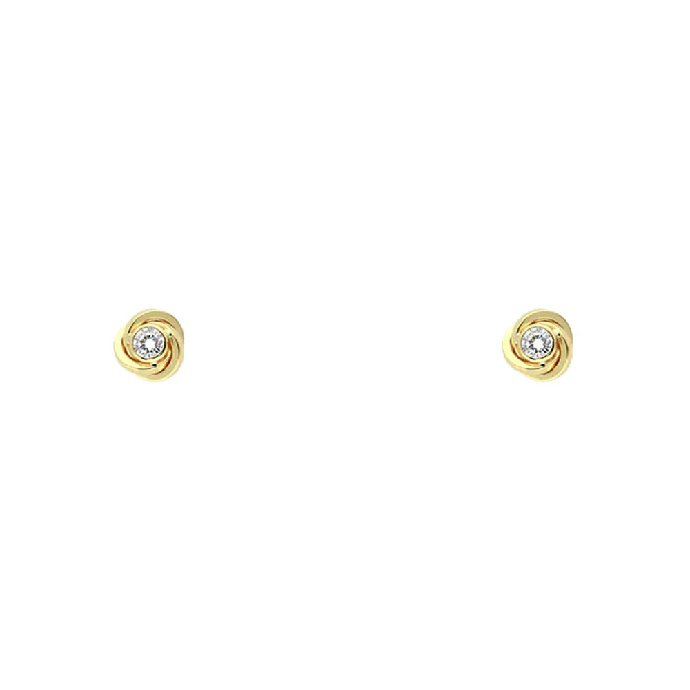 9ct Yellow Gold CZ Knot Stud Earrings