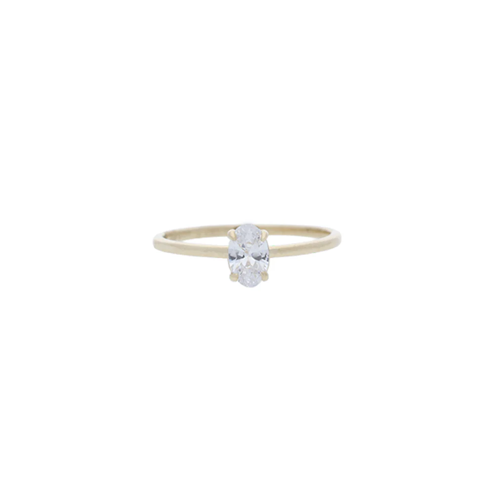9ct Yellow Gold CZ Oval Ring