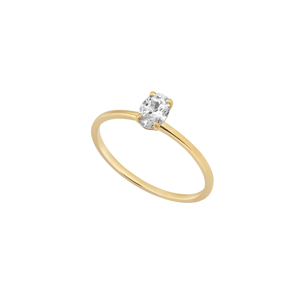 9ct Yellow Gold CZ Oval Ring - Image 3