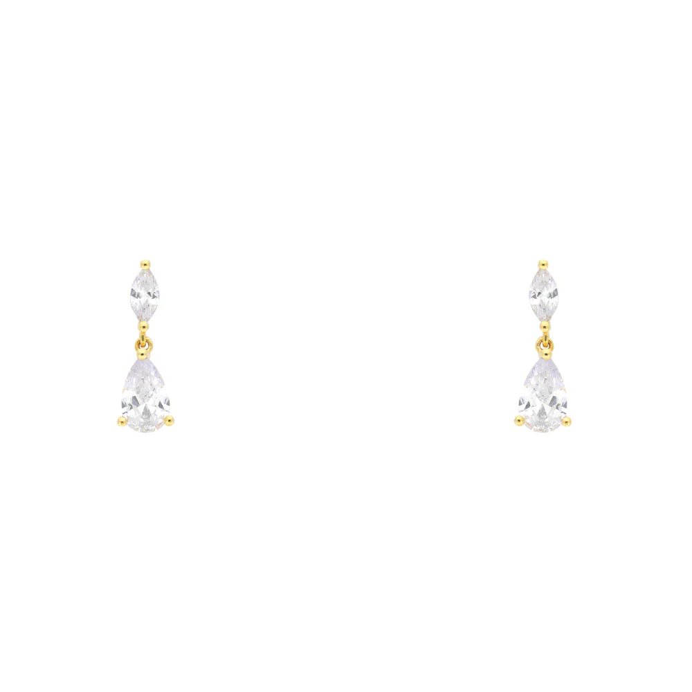 9ct Yellow Gold CZ Pear Drop Earrings