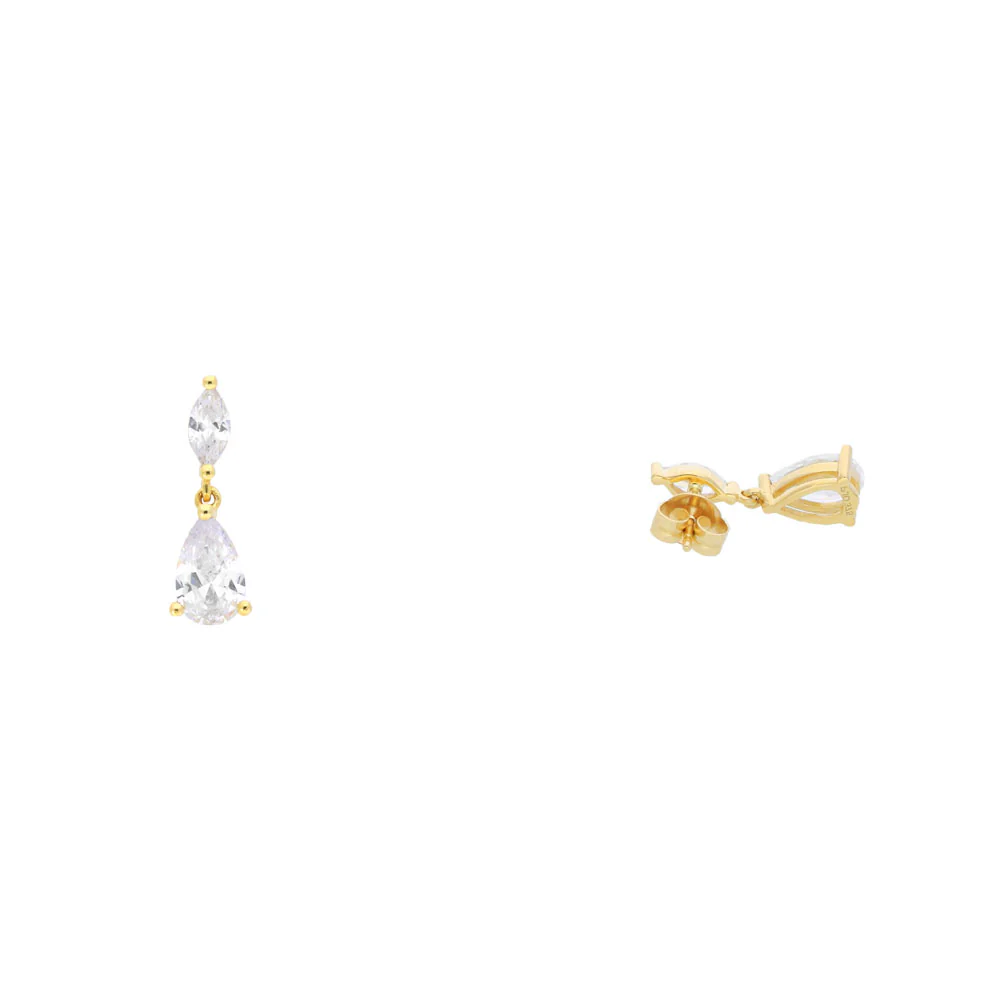 9ct Yellow Gold CZ Pear Drop Earrings - Image 2