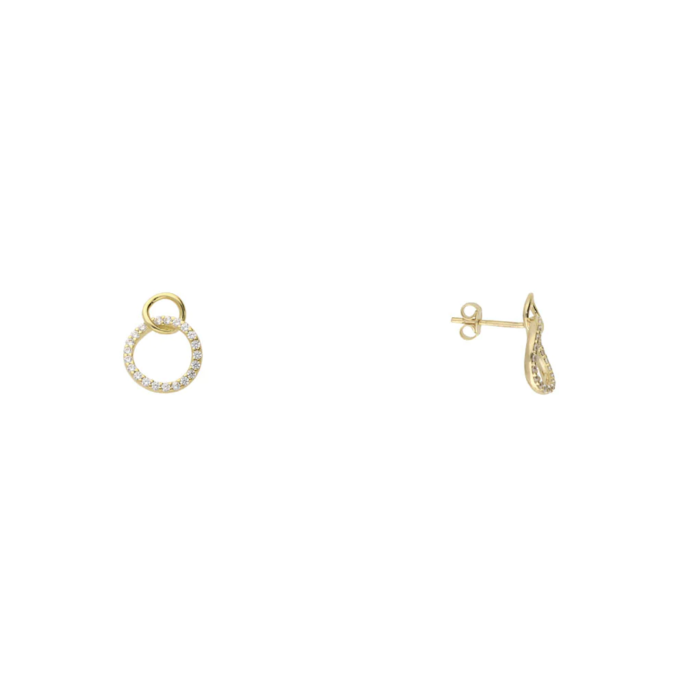 9ct Yellow Gold CZ Twisted Ring Earrings - Image 2