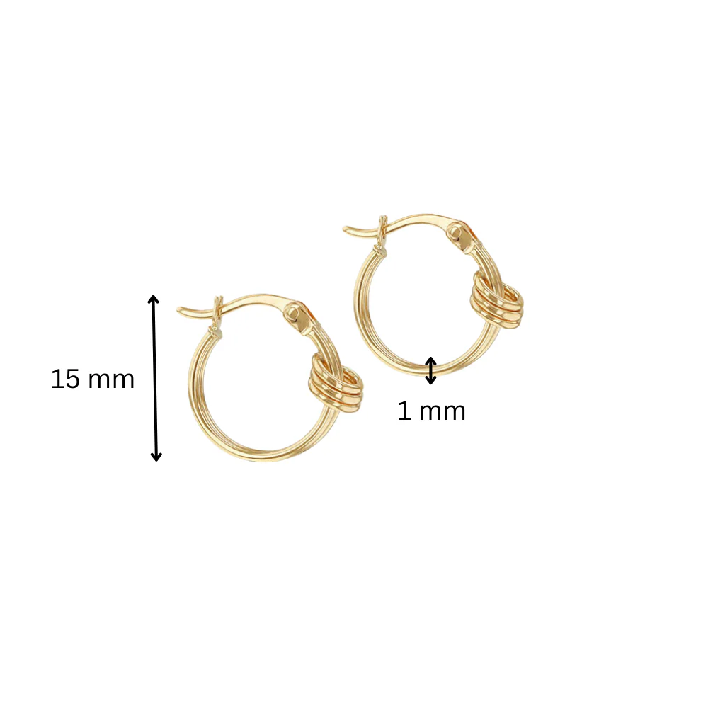 9ct Yellow Gold Double Knot Hoop Earrings - Image 2