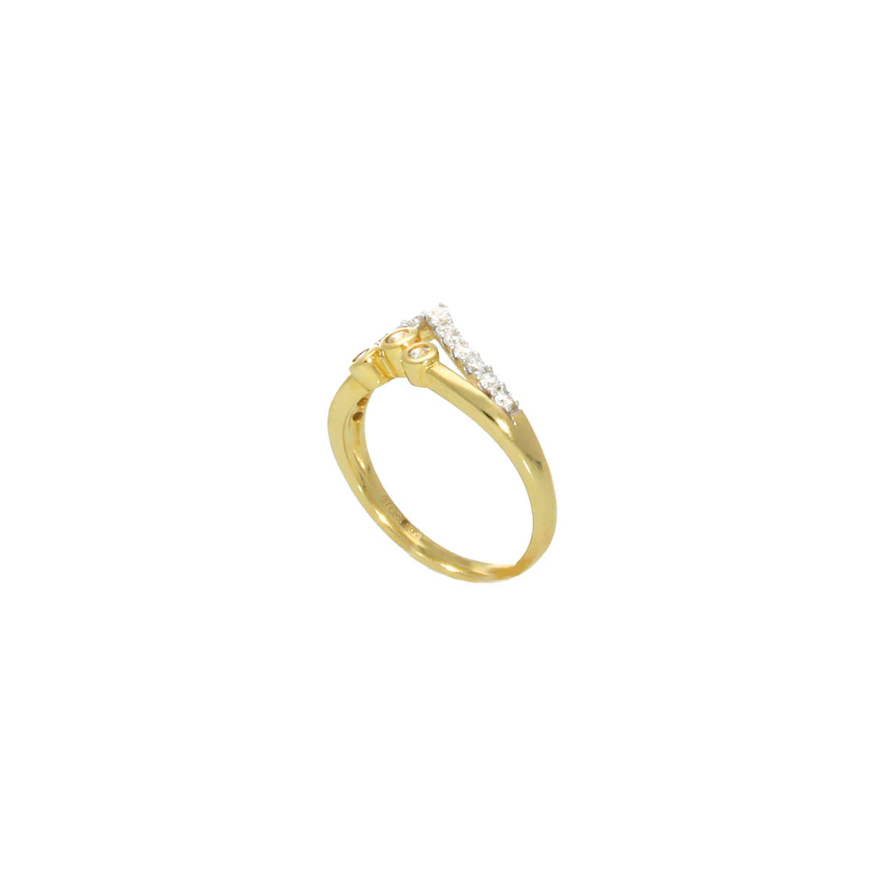 9ct Yellow Gold Double Wishbone CZ Ring - Image 2