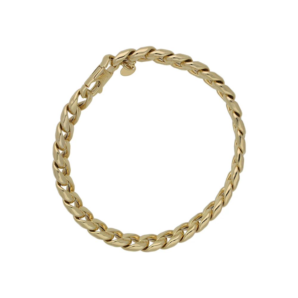 9ct Yellow Gold Flat Curb Link Men's 8" Chain Bracelet